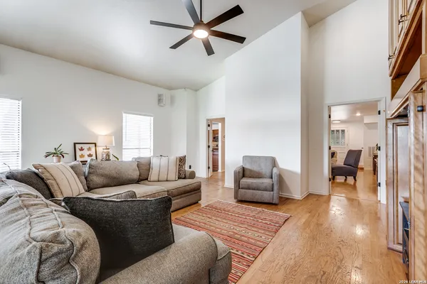 a living room with furniture and a couch