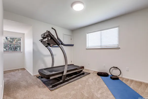 a room with gym equipment