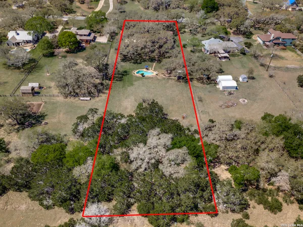 an aerial view of a house