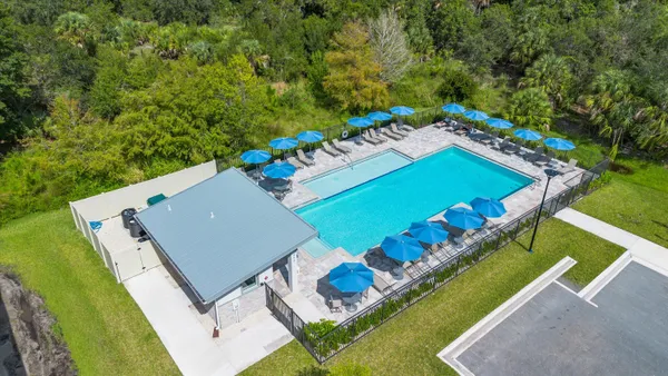 an aerial view of a house