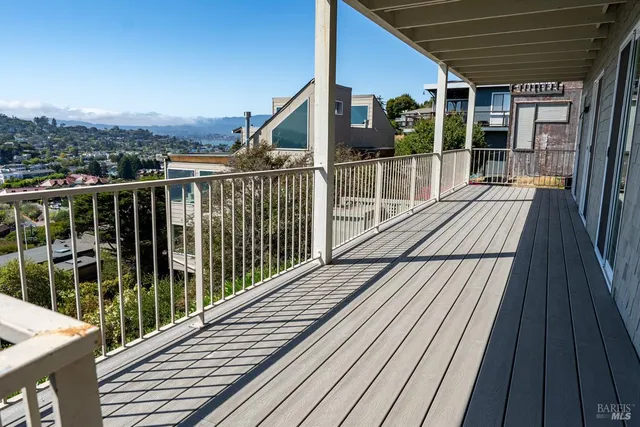 a view of a lake with a city