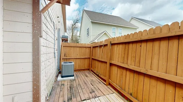 a view of wooden balcony