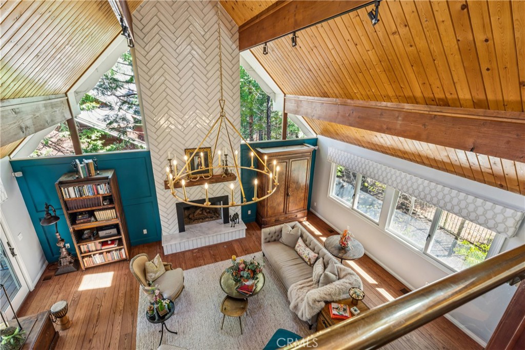 469 Golf Course Road Lake Arrowhead, CA 92352 - Photo 45 of 75 Main level living room view from upper level home office/lounge space