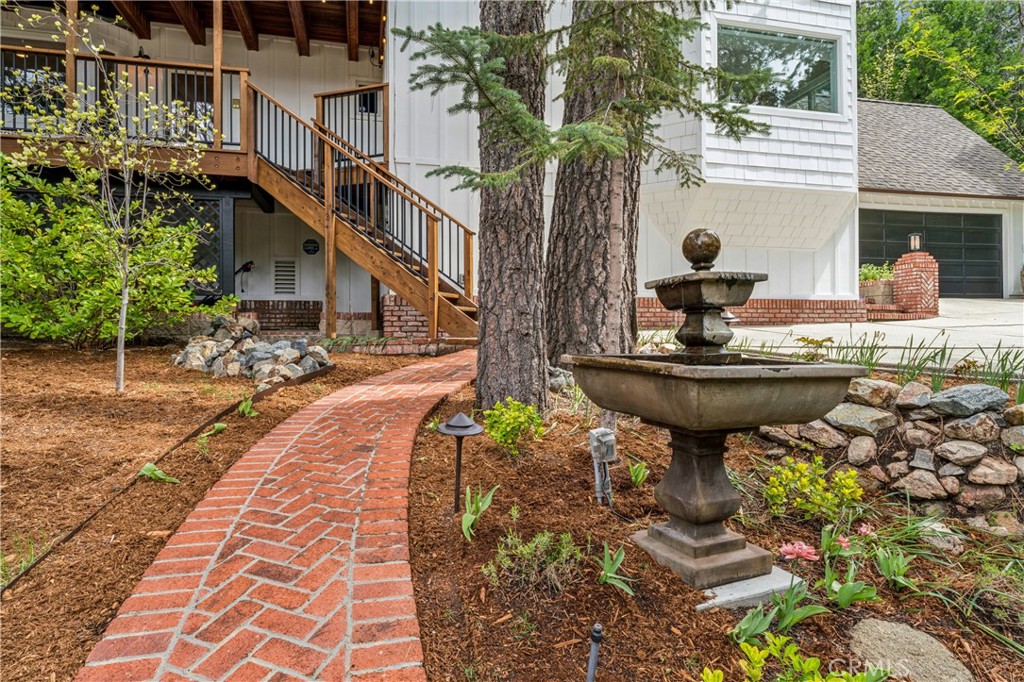 469 Golf Course Road Lake Arrowhead, CA 92352 - Photo 64 of 75 Brick (with cement base) walkway to handcrafted timber pavilion.