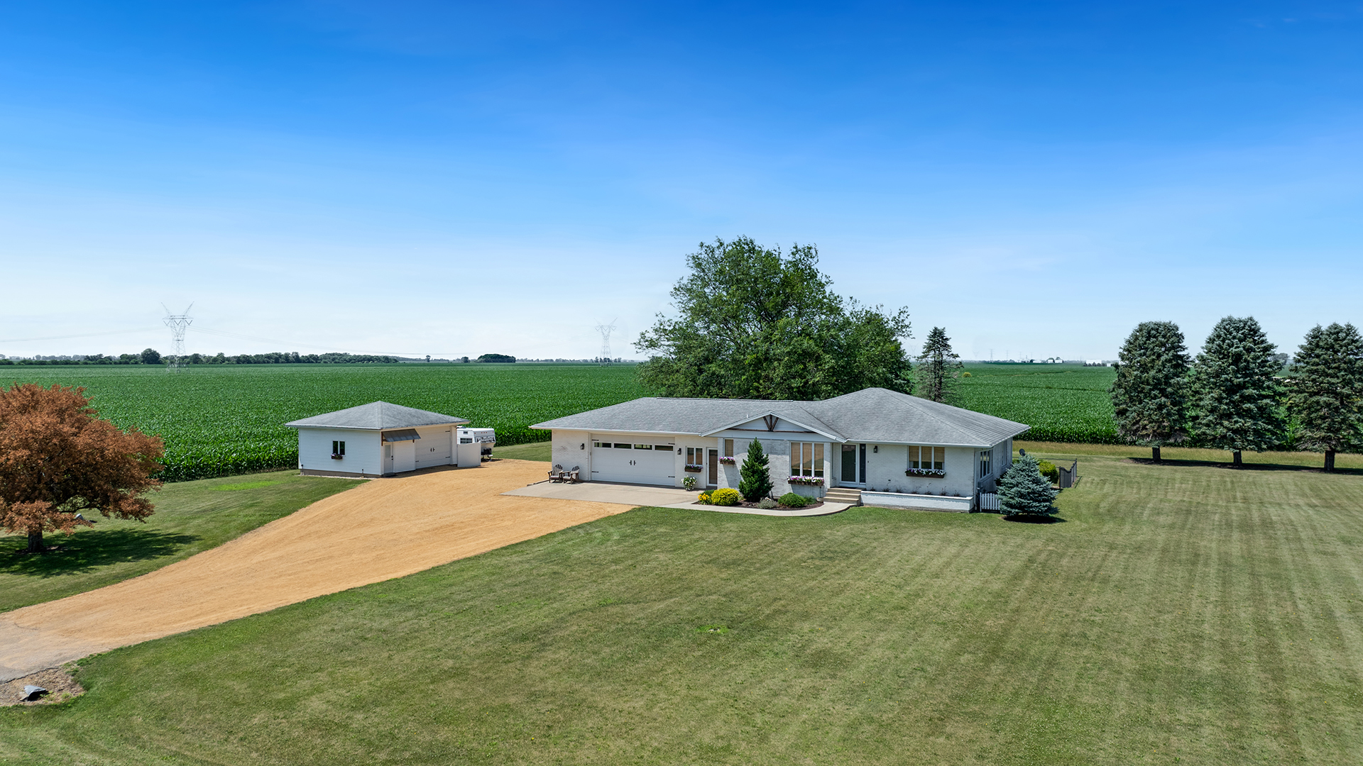 1195 Atkinson Road Harmon, IL 61042 - Photo 4 of 53 a aerial view of a house with swimming pool and big yard