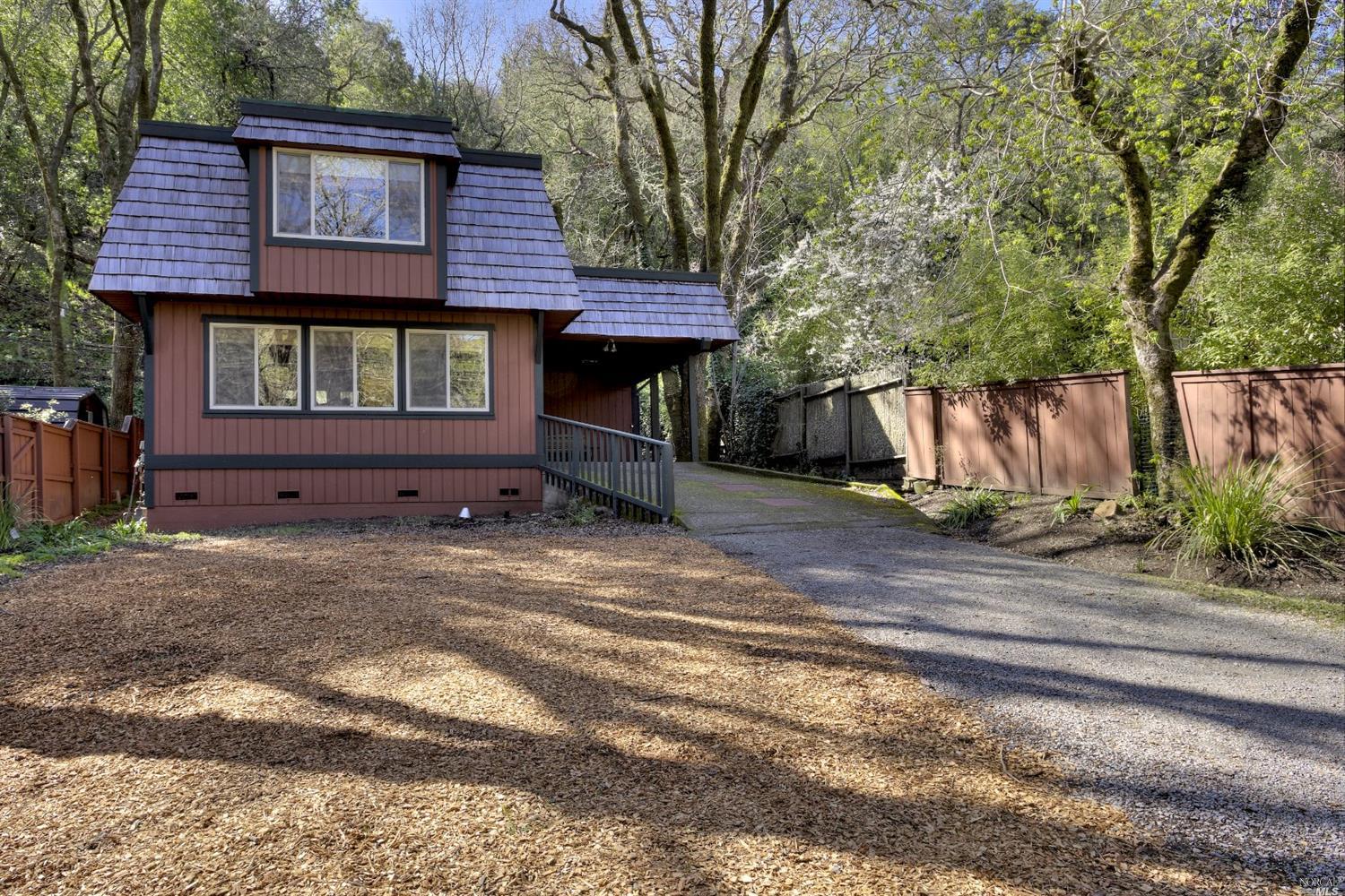 189 Canyon Road Fairfax, CA 94930 - Photo 1 of 1 Front view of home after entering past electric gate