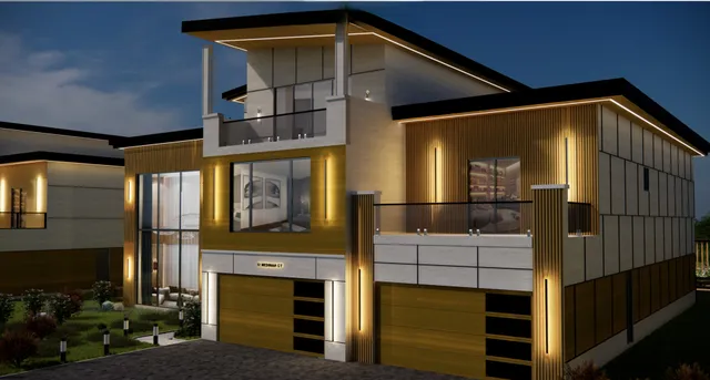 a front view of a house with a garage