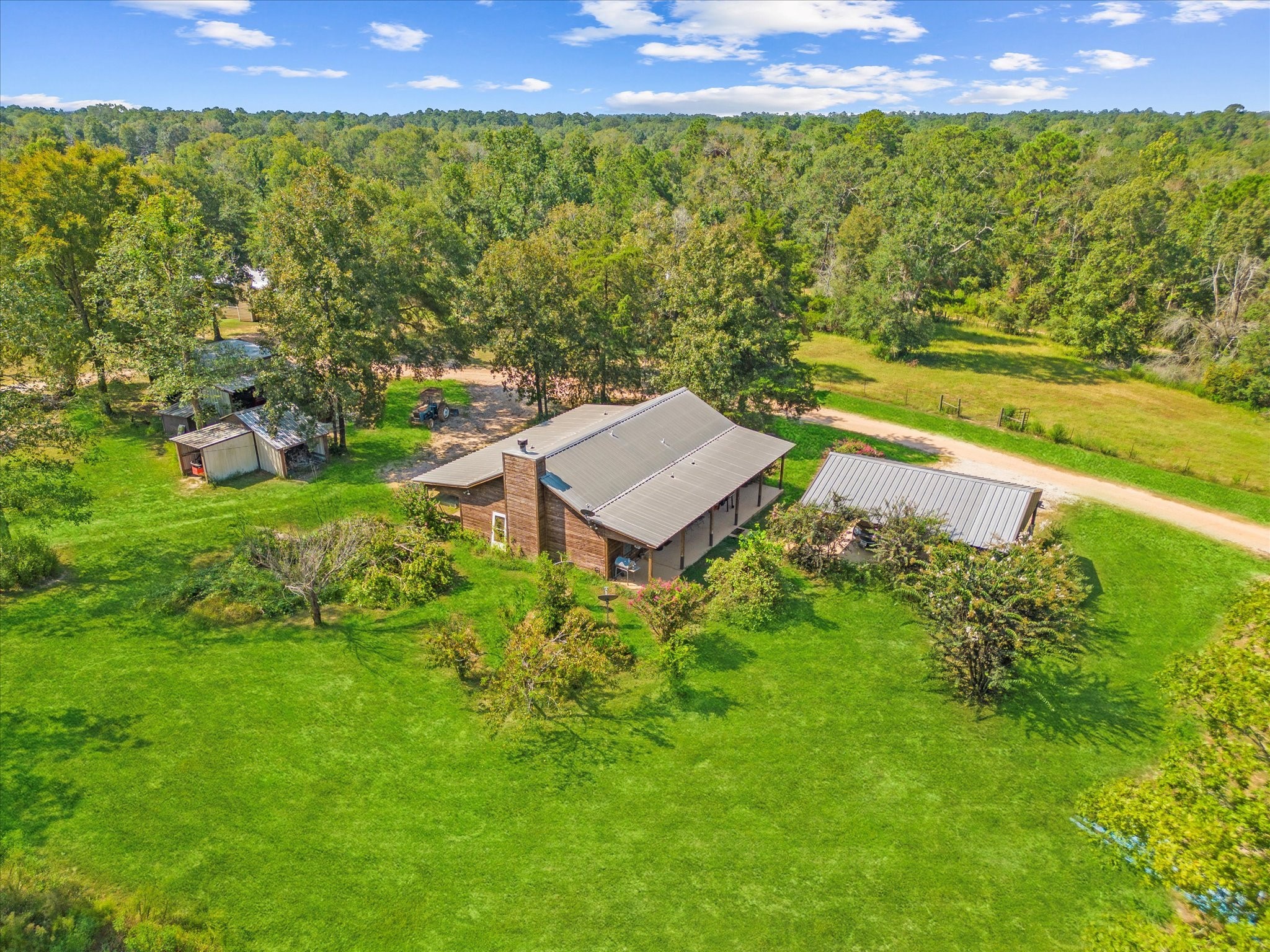 a view of a garden with an outdoor space