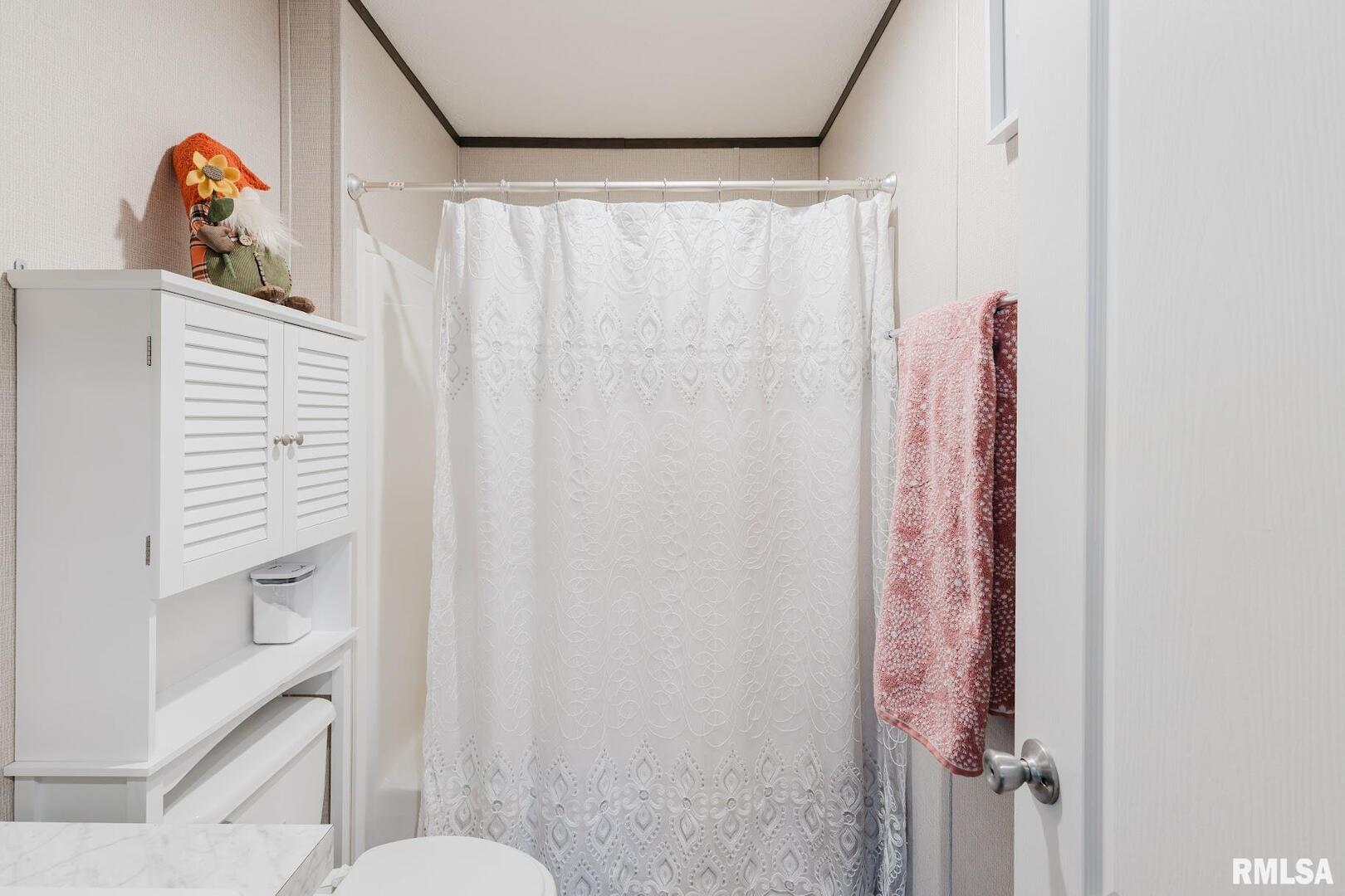 344 Seba Street Hurst, IL 62949 - Photo 25 of 34 a bathroom with a shower curtain and a window