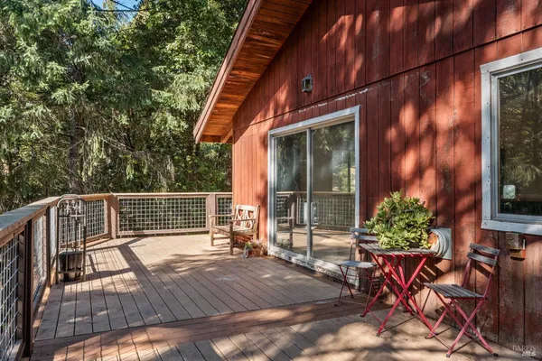 a deck view with a seating space