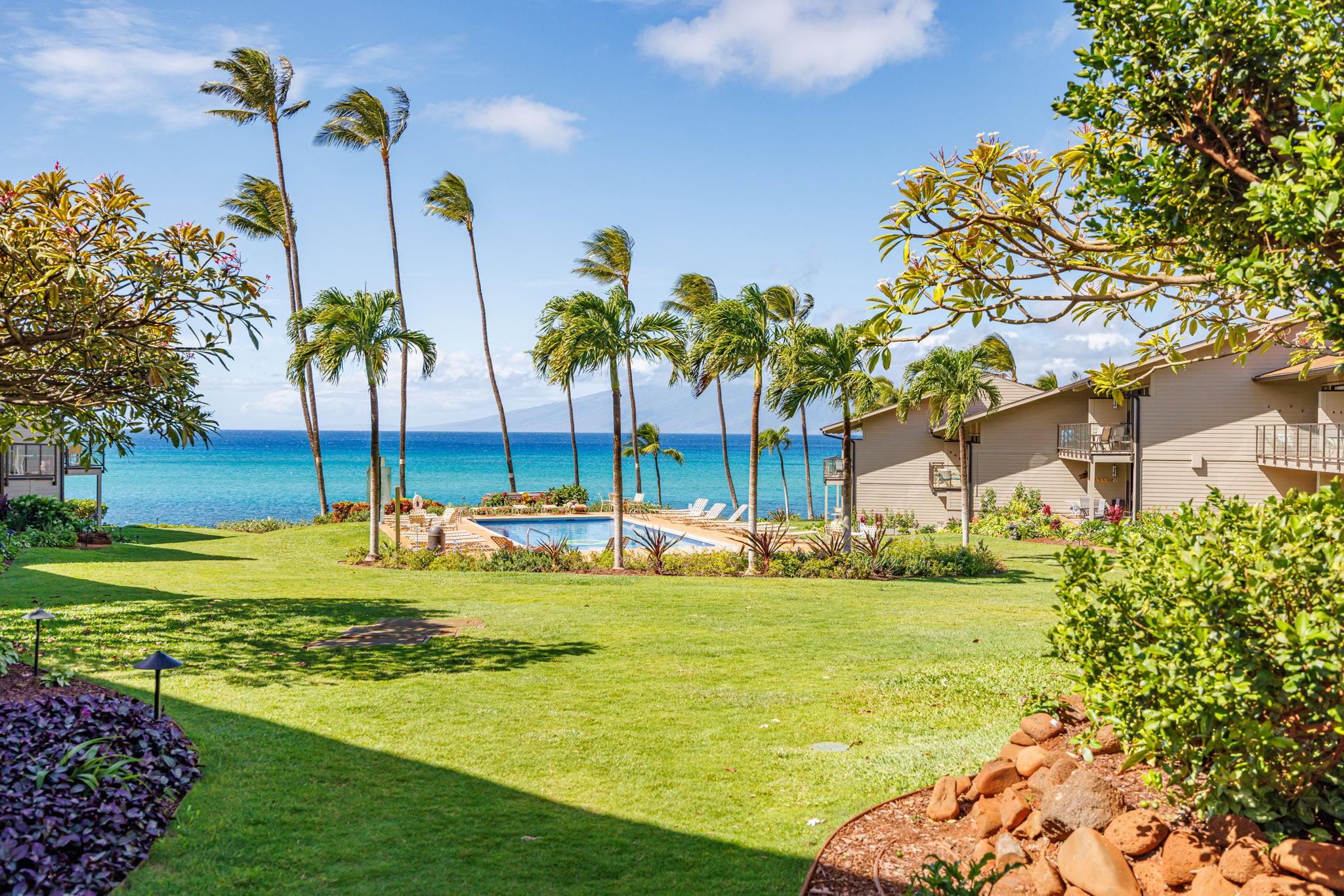 4057 Lower Honoapiilani Road, Unit 116 Lahaina, HI 96761 - Photo 8 of 38 a view of a swimming pool with a garden
