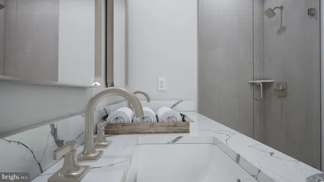 a close view of a sink in a bathroom