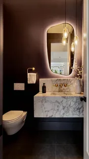 a bathroom with a toilet a sink and mirror