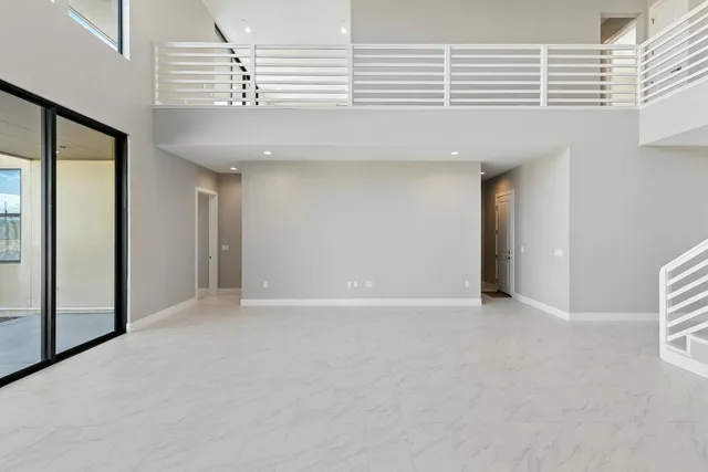 a view of a balcony with city view