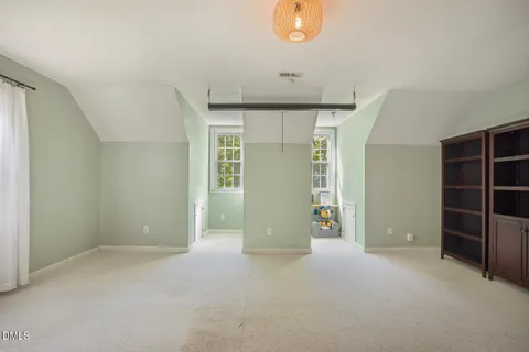 a view of a yard with plants and trees