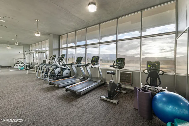 a room with gym equipment