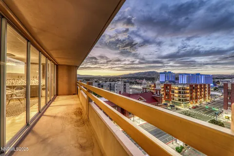 a city view from a balcony