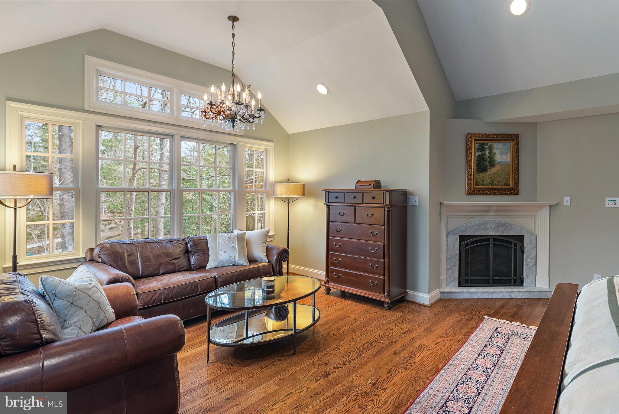 403 Beards Dock Crossing Annapolis, MD 21403 - Photo 45 of 96 a living room with furniture a fireplace and a chandelier