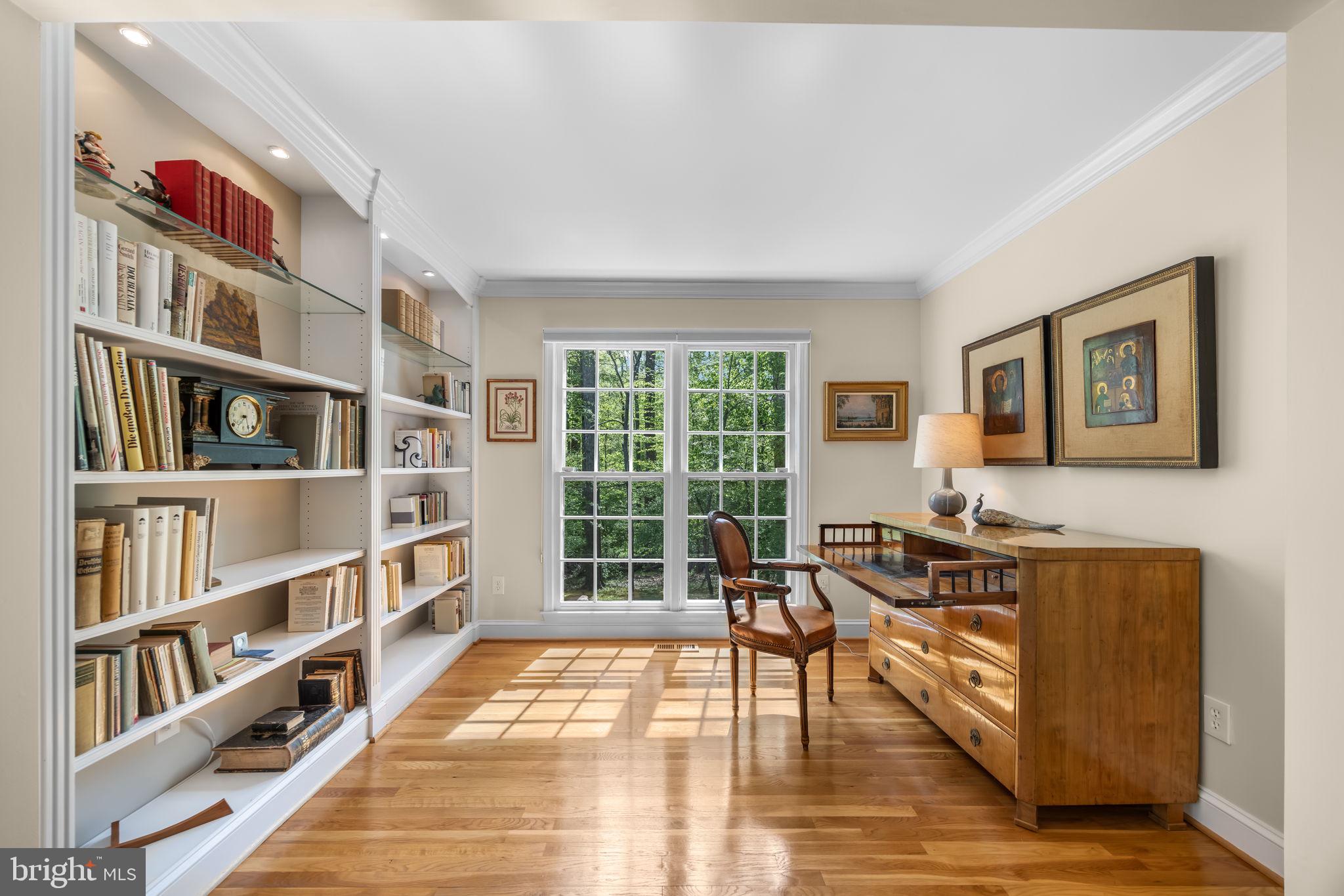 718 Ridge Drive McLean, VA 22101 - Photo 15 of 61 Sunlit study with elegant shelves.