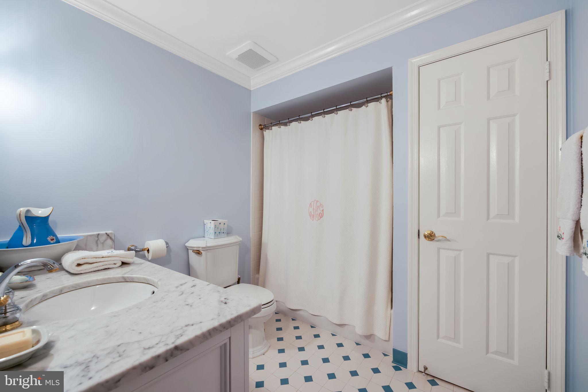718 Ridge Drive McLean, VA 22101 - Photo 44 of 61 Serene blue-hued bathroom retreat.