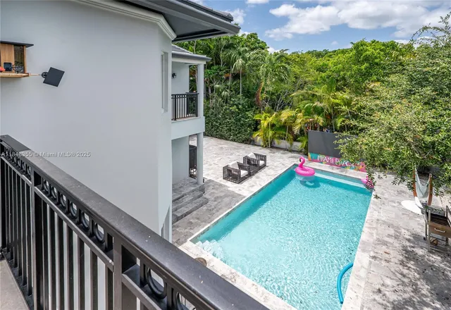 a view of backyard from deck