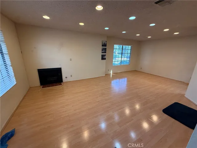 an empty room with windows