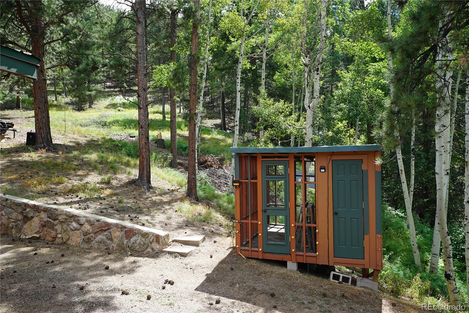 336 County Road 64 Shawnee, CO 80475 - Photo 33 of 40 a view of a backyard with large trees and wooden fence