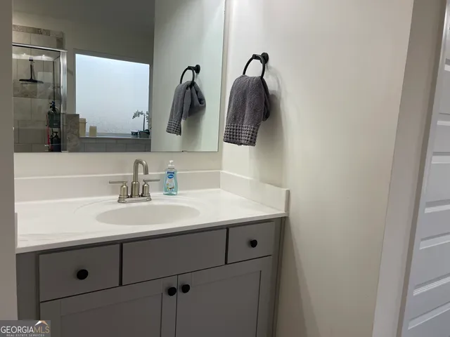 a bathroom with a bathtub