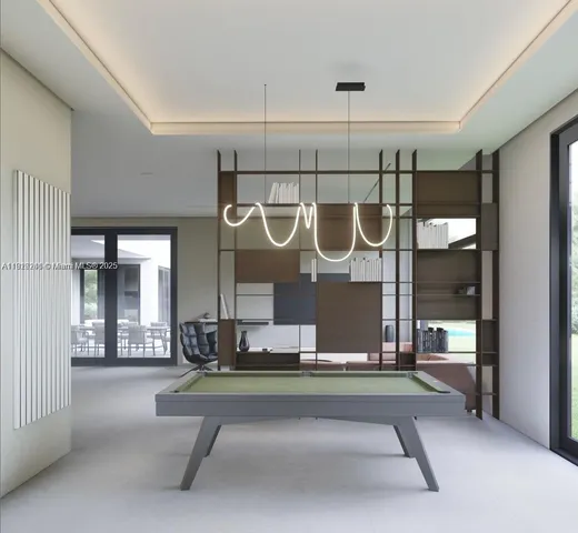 a living room with lots of gym equipment and shower