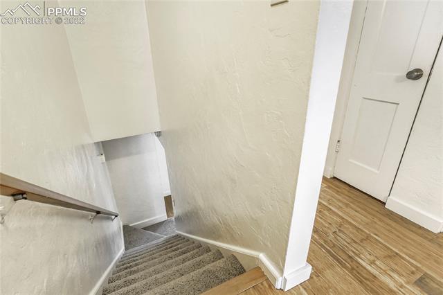 2455 Paseo Road Colorado Springs, CO 80907 - Photo 16 of 32 Carpeted staircase leading to upper level.