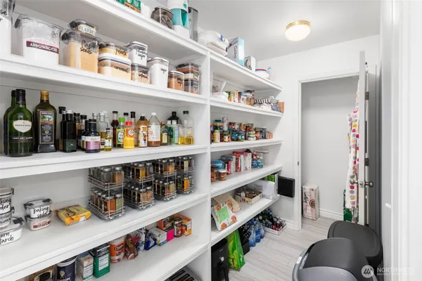 a living room with lots of different kinds of food