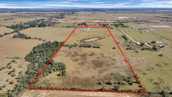 an aerial view of a and trees