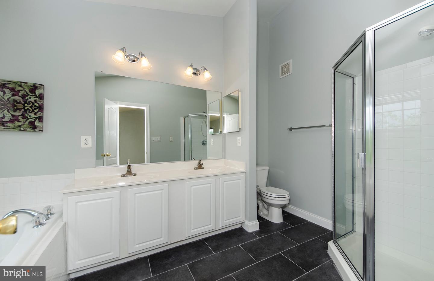 8069 Gatehouse Road, Unit 23 Falls Church, VA 22042 - Photo 25 of 43 a bathroom with a double vanity sink mirror and toilet