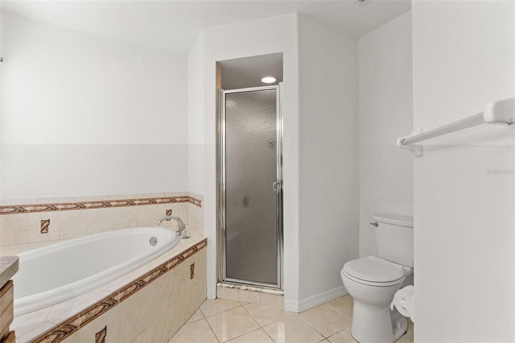 542 Fairbanks Road Spring Hill, FL 34608 - Photo 29 of 45 a bathroom with a granite countertop toilet and a bathtub