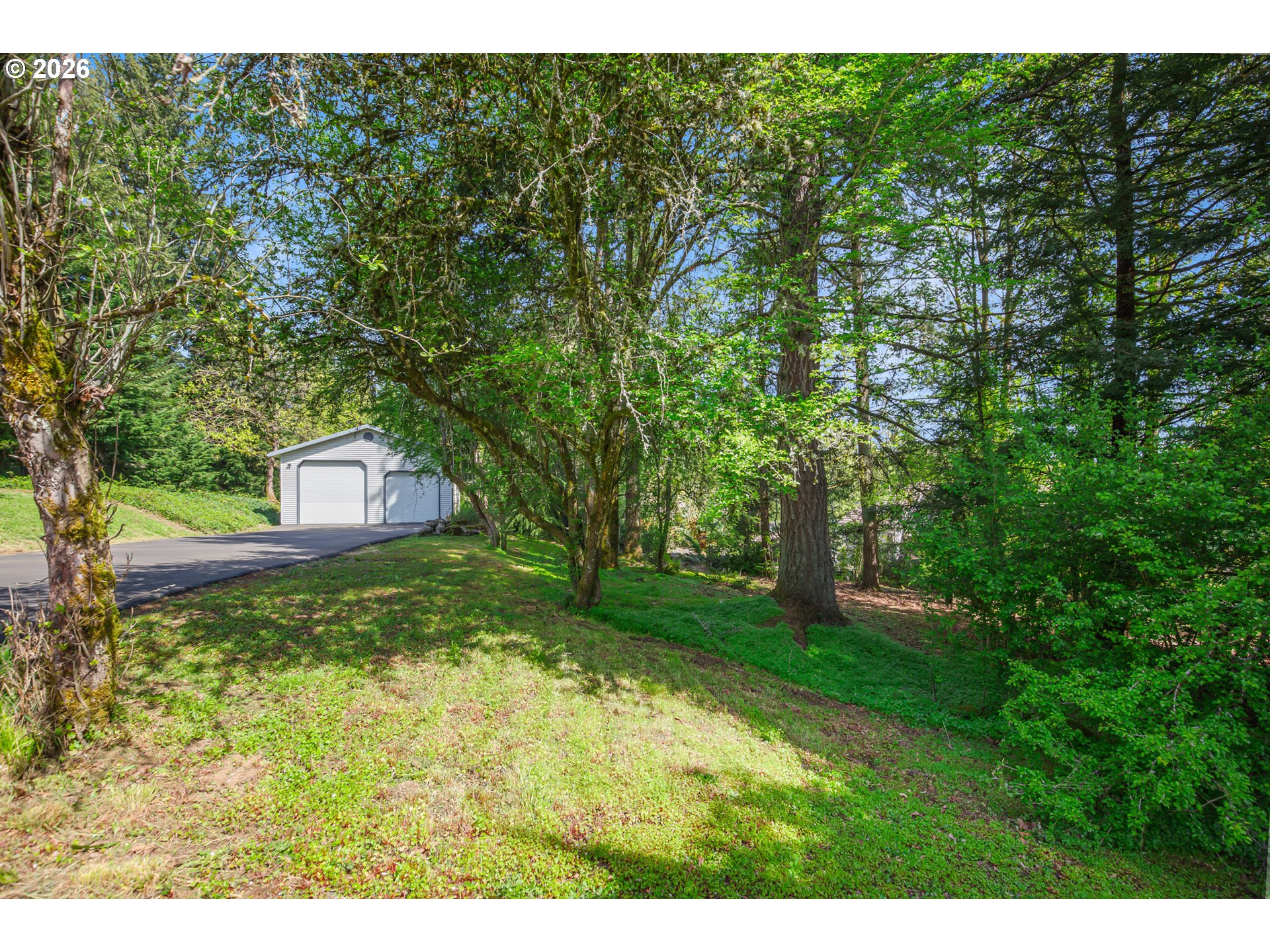 16007 Southeast Monner Road Happy Valley, OR 97086 - Photo 3 of 14 a backyard of a house with a fountain and a large tree