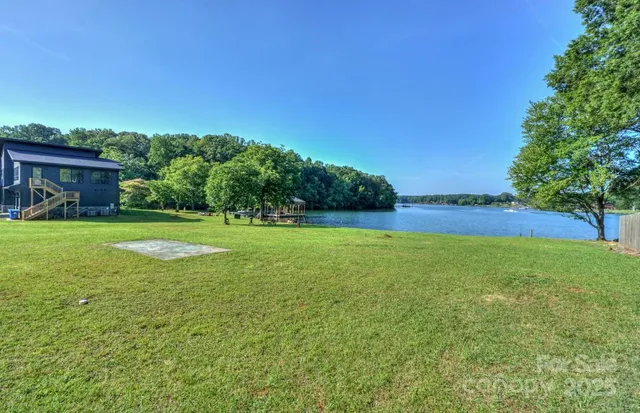 an outdoor space with seating area