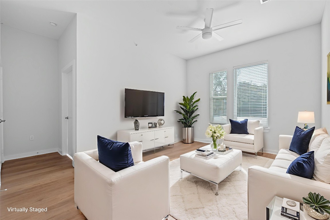 1900 Barton Springs Road, Unit 2019 Austin, TX 78704 - Photo 4 of 30 a living room with furniture and a flat screen tv