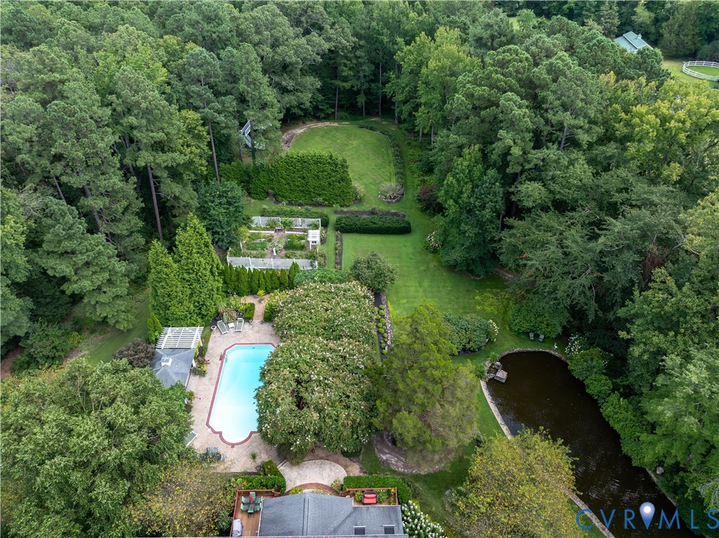 12778 Mt Hermon Road Ashland, VA 23005 - Photo 21 of 50 an aerial view of a house with a yard and lake view