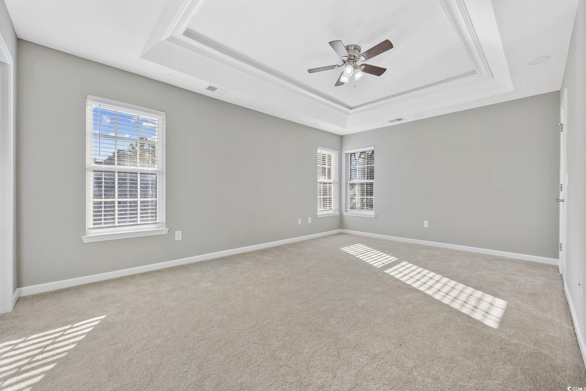 629 Slash Pine Court Myrtle Beach, SC 29579 - Photo 23 of 40 Spare room with a tray ceiling, plenty of natural light, and carpet flooring