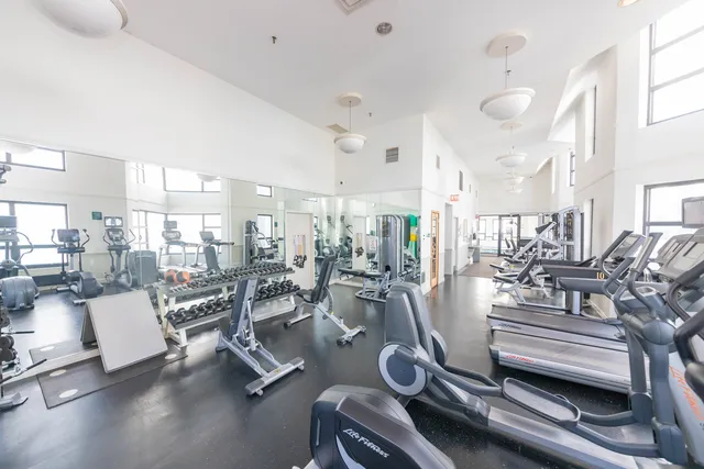 a view of a room with gym equipment