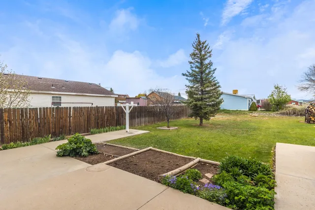 an aerial view of a house with pool fire pit and outdoor space
