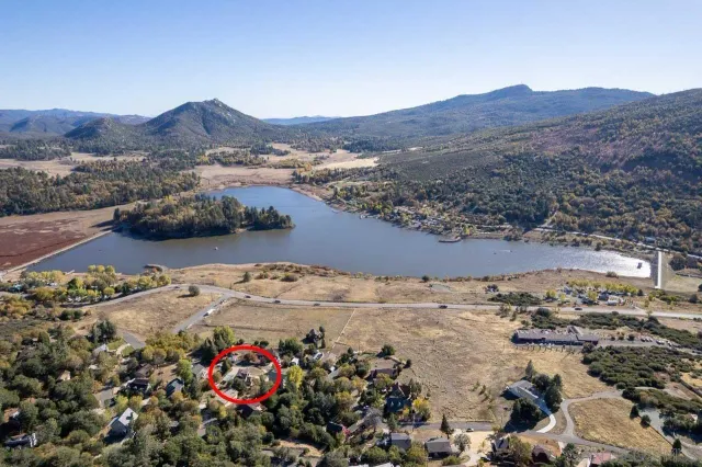 a view of a city with mountains in the background