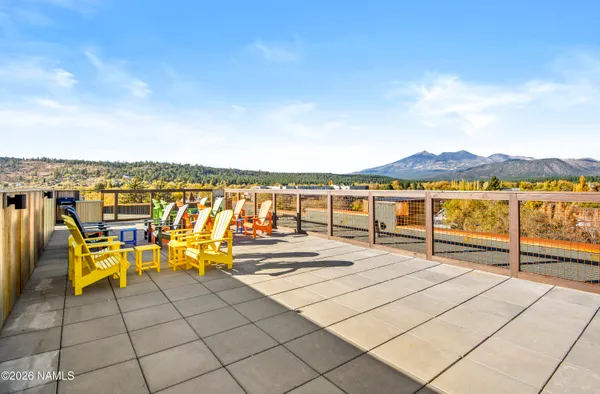 a view of a balcony with an outdoor space
