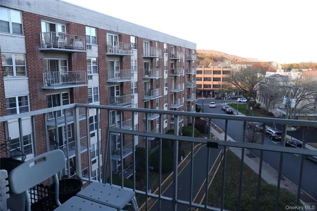 a view of buildings from balcony