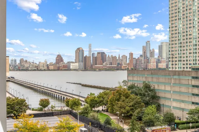a view of a city skyline from a terrace