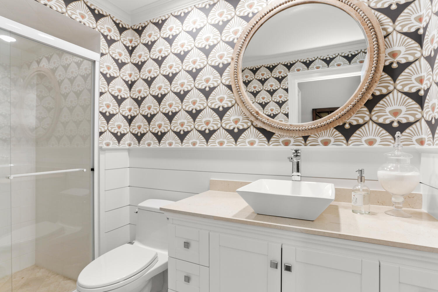 42 Pine Point Road Rowayton, CT 06853 - Photo 12 of 32 a bathroom with a sink mirror vanity and toilet