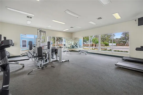 a view of a room with gym equipment