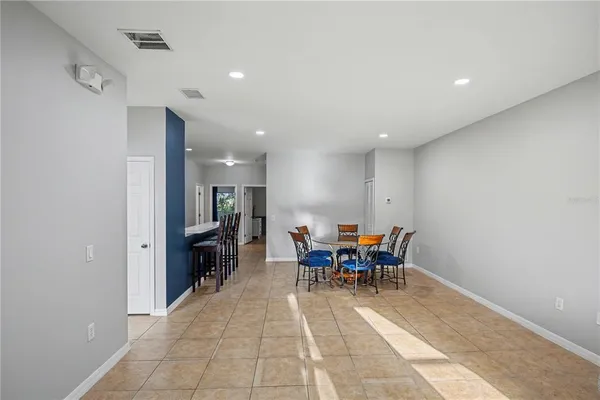 a view of a dining area with furniture