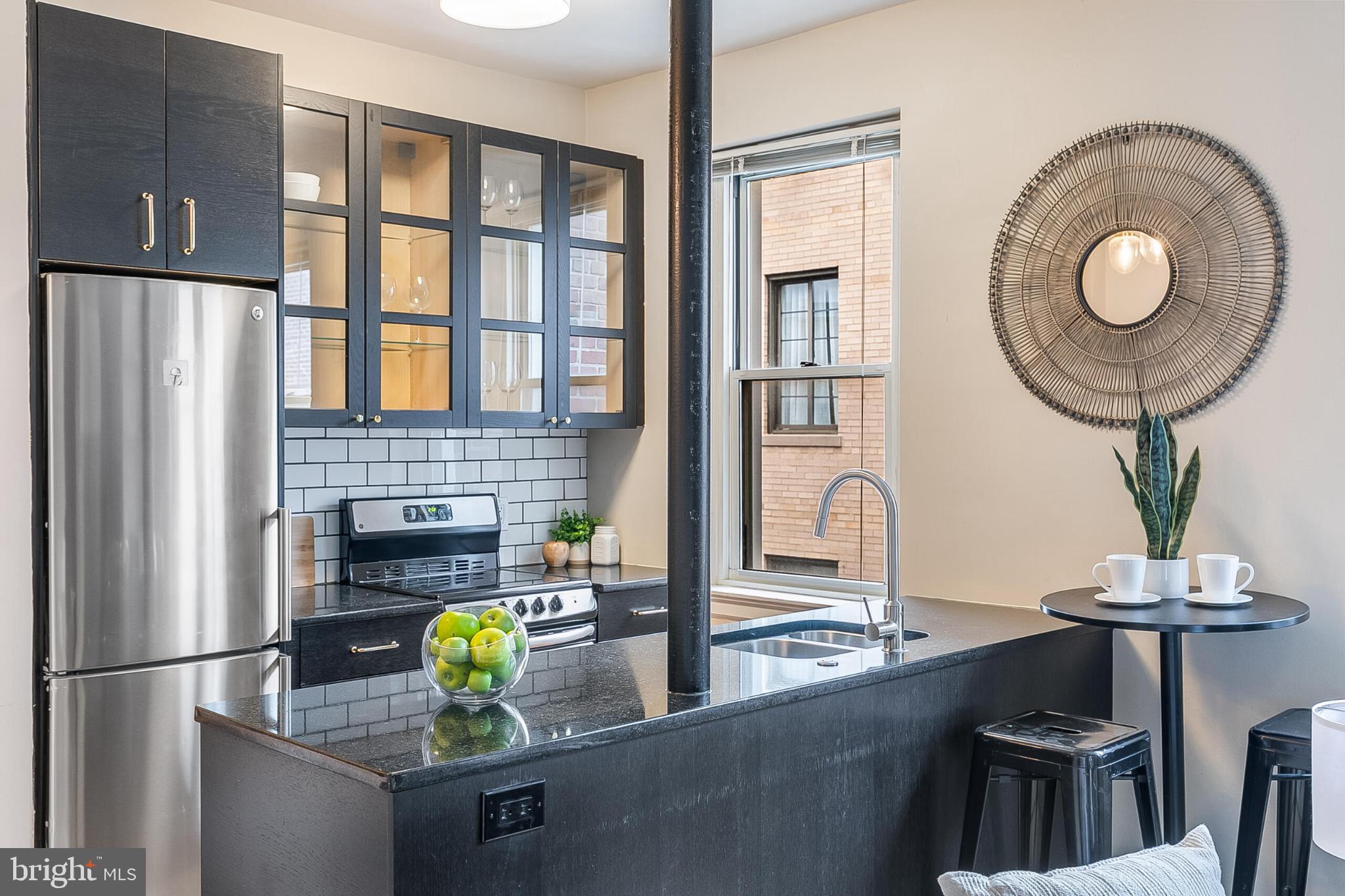 1725 New Hampshire Avenue Northwest, Unit 703 Washington, DC 20009 - Photo 8 of 16 a kitchen with a refrigerator and a sink