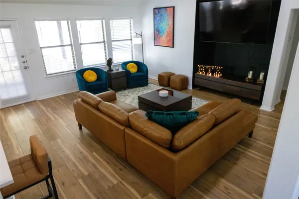 a living room with furniture